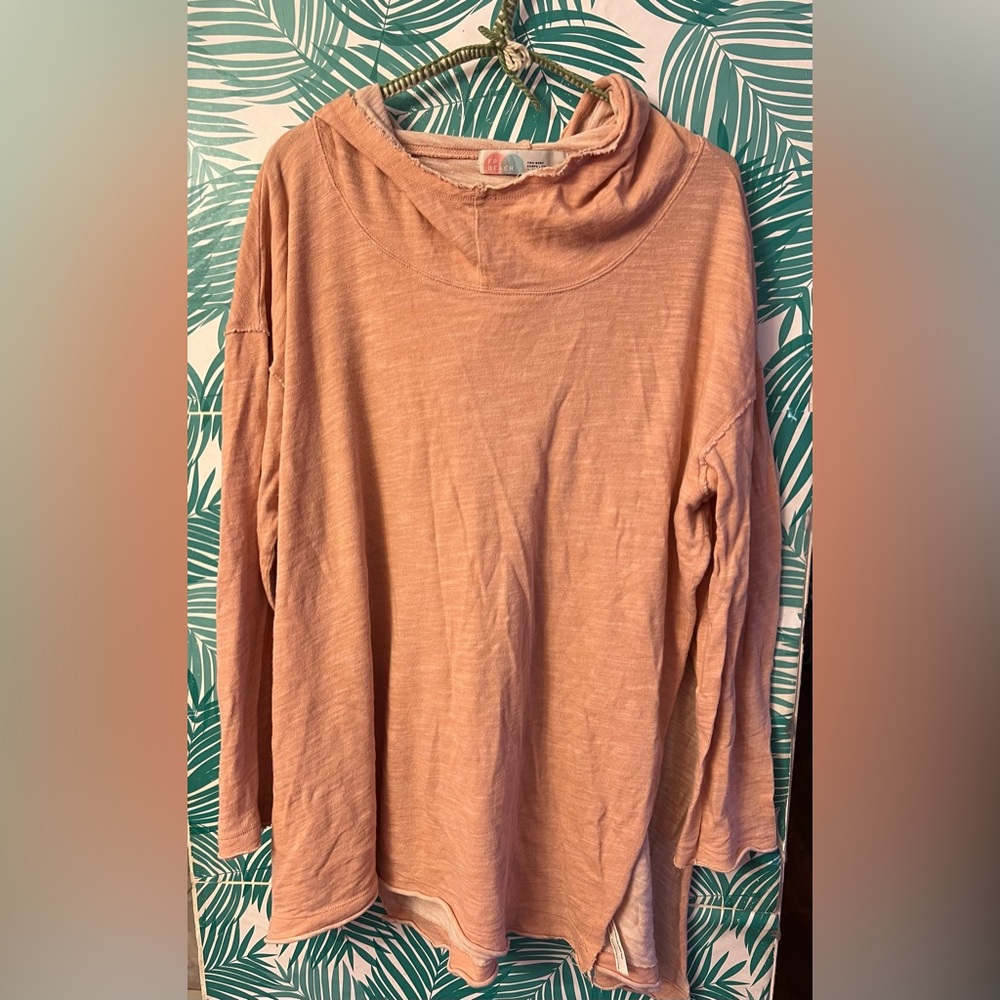Free People Beach cover up two body hoodie coral 100% cotton